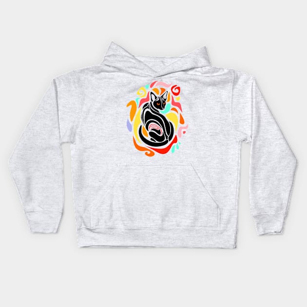 Namaste Cat Kids Hoodie by Manokwhitehead